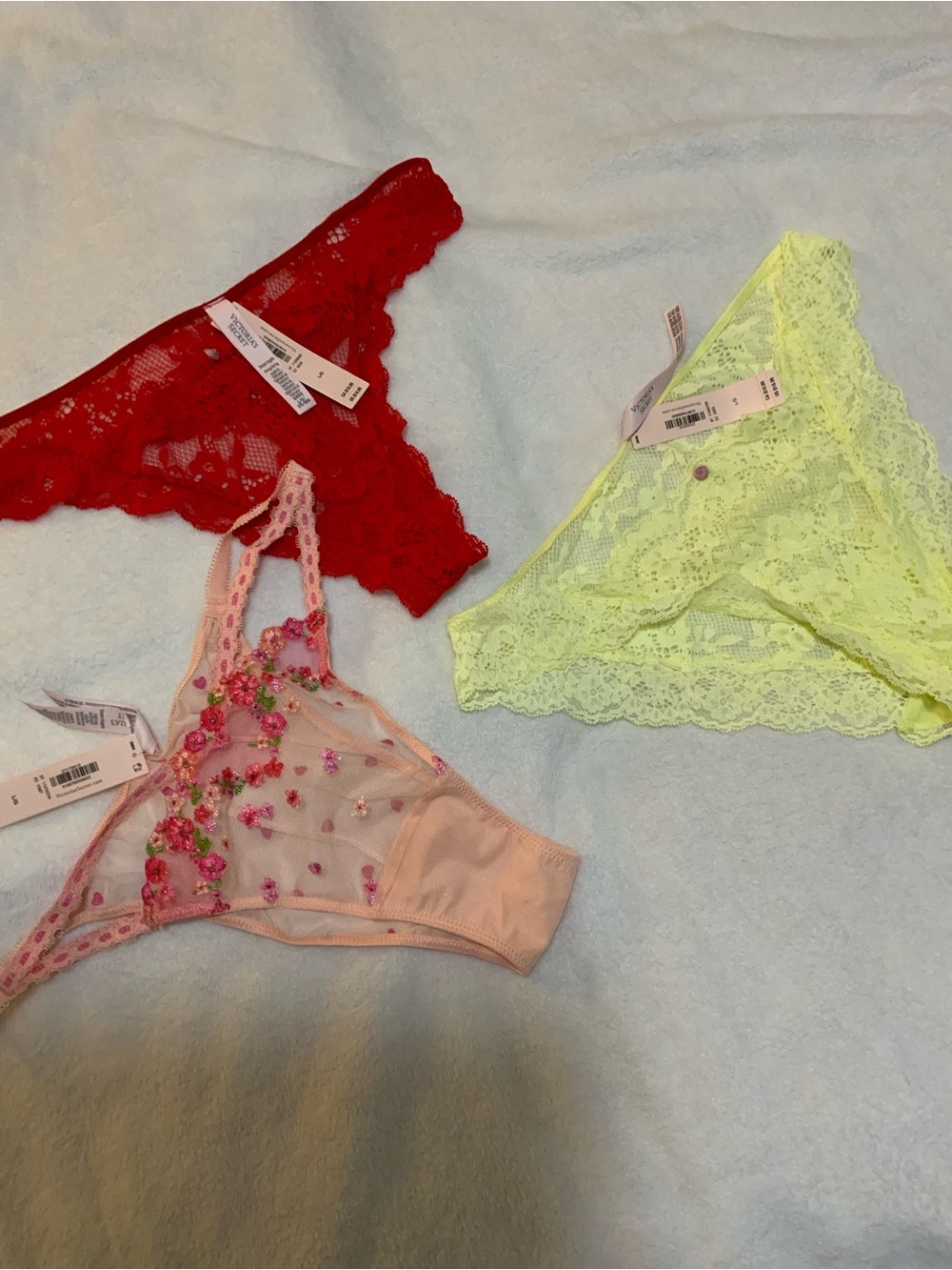 Victoria's Secret 3 Pack Bundle Red,Floral,Yellow